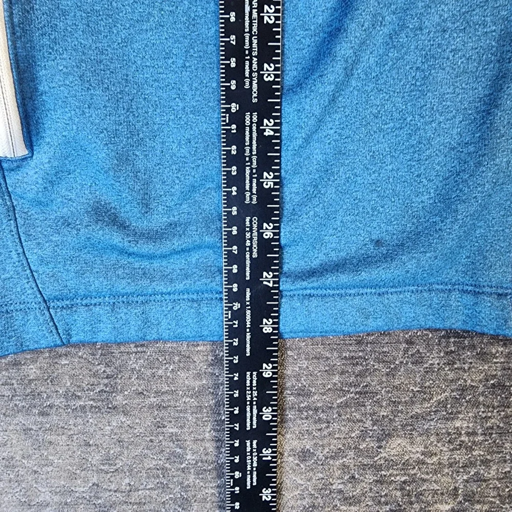 The North Face Hooded Fleece Jacket Men XXL Blue Good Heathered Thumbhole Zip